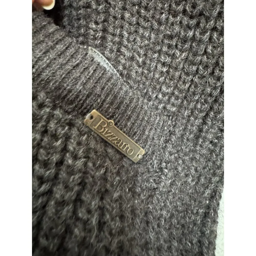 Alpaca Leather Patchwork Cardigan Sweater Mens M/L Brown Italy Made Bizzaro